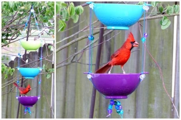 Mini colador comedero para pájaros DIY | Proyectos de patio trasero
