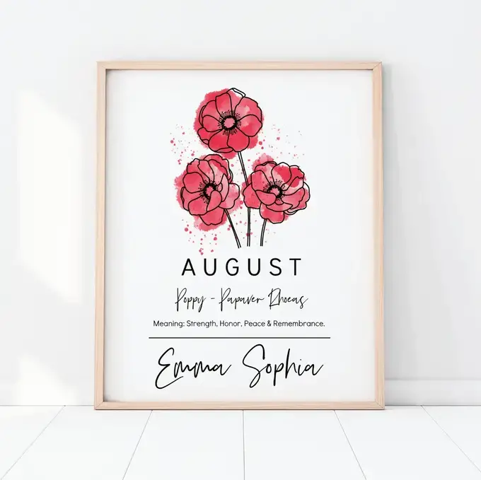 Guía de regalos de amapola de flor de nacimiento de agosto 2022